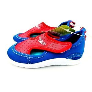 Speedo Hybrid  Boys Swim Shoes Blue & Red Size M